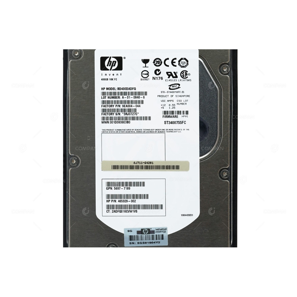 466277-001 HP HDD 400GB 10K FATA 2/4G 3.5" FOR EVA 4400 6400 8400 M6412